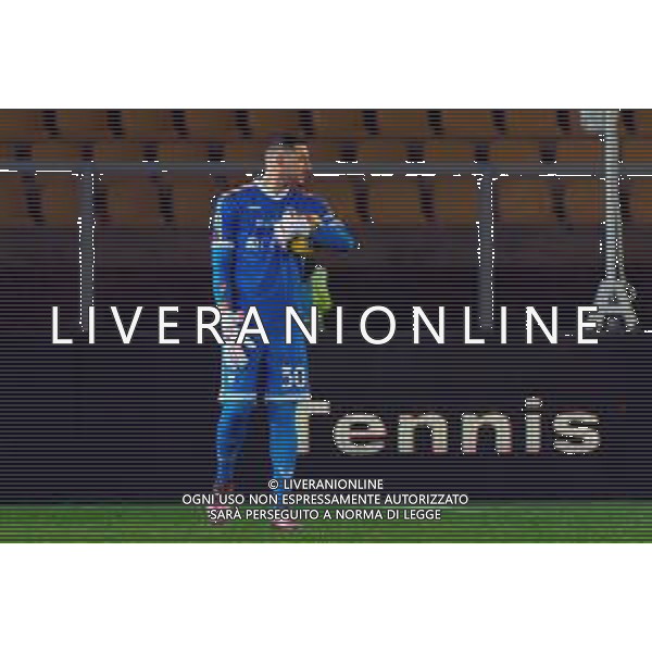 TVEM February 09, 2025 Lecce, Italy - US Lecce vs Bologna FC - Italian soccer serie A 2024/25 - Via Del Mare Stadium. In the pic: Wladimiro Falcone of US Lecce foto emmanuele mastrodonato-ag aldo liveraani sas