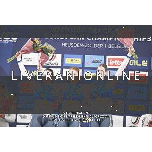 12-02-2025 European Championships Elite Women Track; Giornata 01; 2025, Olanda; Kalee, Kimberly; Van De Wouw, Hetty; Van Der Peet, Steffie; Zolder, Velodromo;