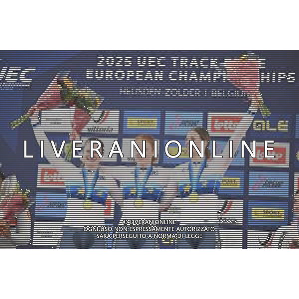 12-02-2025 European Championships Elite Women Track; Giornata 01; 2025, Olanda; Kalee, Kimberly; Van De Wouw, Hetty; Van Der Peet, Steffie; Zolder, Velodromo;