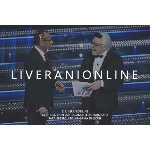 Festival Sanremo 2025 nella foto Carlo Conti e Nino Frassica 75mo Festival della Canzone Italiana - Seconda Serata Teatro Ariston - Sanremo (IM) 12-02-2025 foto Roberto Garavaglia/agenzia Aldo Liverani sas