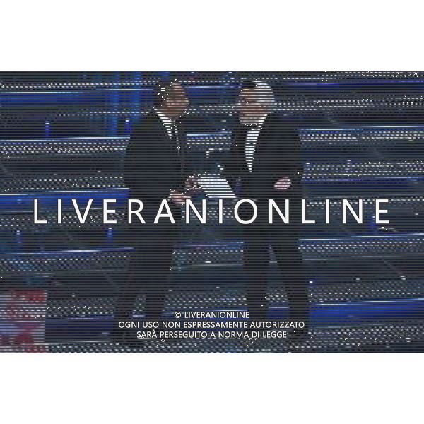 Festival Sanremo 2025 nella foto Carlo Conti e Nino Frassica 75mo Festival della Canzone Italiana - Seconda Serata Teatro Ariston - Sanremo (IM) 12-02-2025 foto Roberto Garavaglia/agenzia Aldo Liverani sas