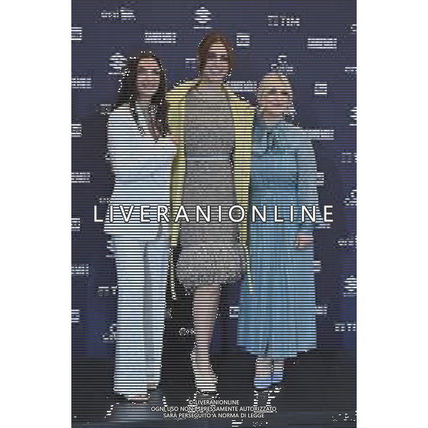 Festival Sanremo 2025 nella foto da SX Elettra Lamborghini, Miriam Leone e Katia Follesa 75mo Festival della Canzone Italiana photocall del 13 febbraio Teatro Ariston - Sanremo (IM) 13-02-2025 foto Roberto Garavaglia/agenzia Aldo Liverani sas
