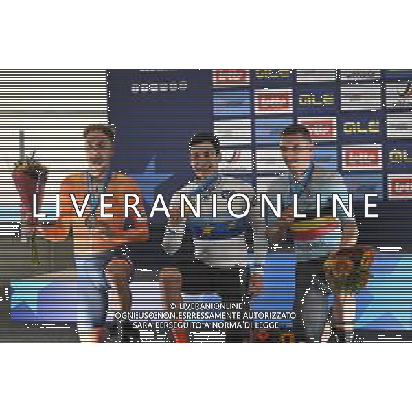 13-02-2025 European Championships Elite Track; Giornata 02; 2025, Portogallo; 2025, Olanda; 2025, Belgium; Leitao, Iuri; Dorenbos, Yanne; De Buyst, Jasper; Zolder Velodromo; ©SIROTTI - AGENZIA ALDO LIVERANI SAS