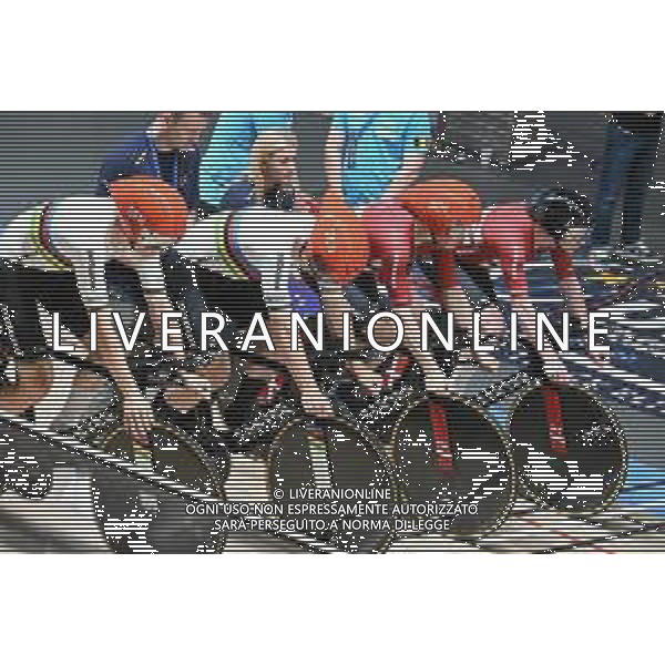 13-02-2025 European Championships Elite Track; Giornata 02; 2025, Danimarca; Hansen, Aagaard Tobias; Larsen, Niklas; Leth Norman Lasse; Skivild, Juel Robin; Zolder Velodromo; ©SIROTTI - AGENZIA ALDO LIVERANI SAS