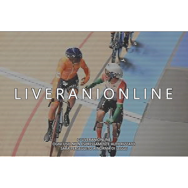 14-02-2025 European Championships Elite Track; Giornata 03; 2025, Portogallo; 2025, Olanda; Leitao, Iuri; Hoppezak, Vincent; Zolder Velodromo; ©SIROTTI - AGENZIA ALDO LIVERANI SAS