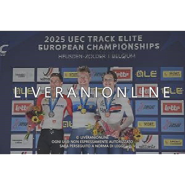 14-02-2025 European Championships Elite Track; Giornata 03; 2025, Great Britain; 2025, Uae Team Emirates - Xrg; Charlot, Josh; Oliveira, Ivo; Gill, Michael; Zolder Velodromo; ©SIROTTI - AGENZIA ALDO LIVERANI SAS