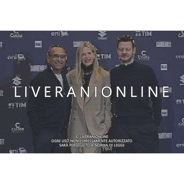 Festival Sanremo 2025 nella foto da SX Carlo Conti, Alessia Marcuzzi e Alessandro Cattelan 75mo Festival della Canzone Italiana photocall del 15 febbraio Teatro Ariston - Sanremo (IM) 15-02-2025 foto Roberto Garavaglia/agenzia Aldo Liverani sas