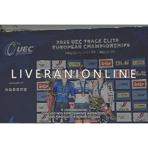 15-02-2025 European Championships Elite Women Track; Giornata 04; 2025, Olanda; 2025, Italia; 2025, Germany; Van De Wouw, Hetty; Fidanza, Martina; Schneider, Clara; Zolder Velodromo; ©SIROTTI - AGENZIA ALDO LIVERANI SAS