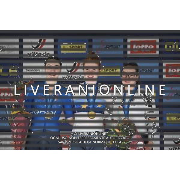 15-02-2025 European Championships Elite Women Track; Giornata 04; 2025, Olanda; 2025, Italia; 2025, Germany; Van De Wouw, Hetty; Fidanza, Martina; Schneider, Clara; Zolder Velodromo; ©SIROTTI - AGENZIA ALDO LIVERANI SAS