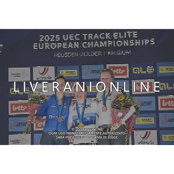15-02-2025 European Championships Elite Women Track; Giornata 04; 2025, Great Britain; 2025, Italia; 2025, Germany; Morris, Anna; Guazzini, Vittoria; Kroger, Mieke; Zolder Velodromo; ©SIROTTI - AGENZIA ALDO LIVERANI SAS