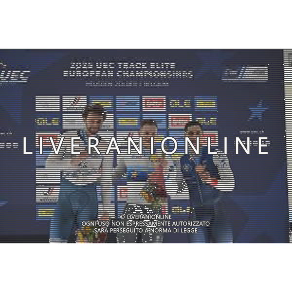 15-02-2025 European Championships Elite Track; Giornata 04; 2025, Olanda; 2025, Israele; 2025, France; Lavreysen, Harrie; Yakovlev, Mikhail; Helal, Rayan; Zolder Velodromo; ©SIROTTI - AGENZIA ALDO LIVERANI SAS