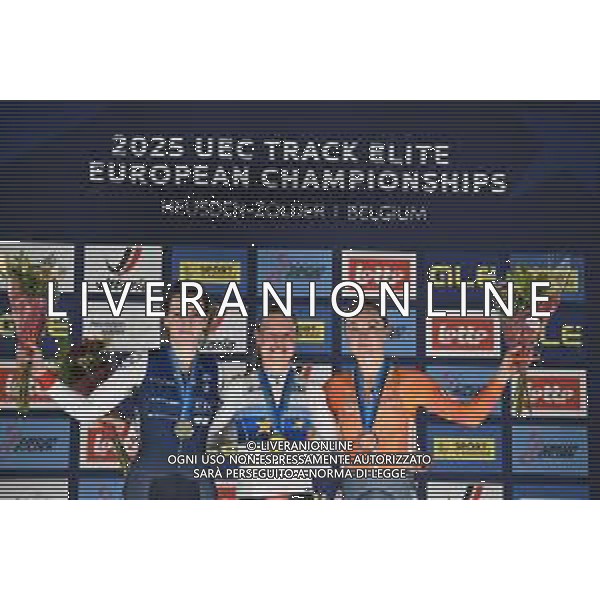 15-02-2025 European Championships Elite Women Track; Giornata 04; 2025, Norvegia; 2025, France; 2025, Olanda; Stenberg, Anita Yvonne; Borras, Marion; Van Der Duin, Maike; Zolder Velodromo; ©SIROTTI - AGENZIA ALDO LIVERANI SAS