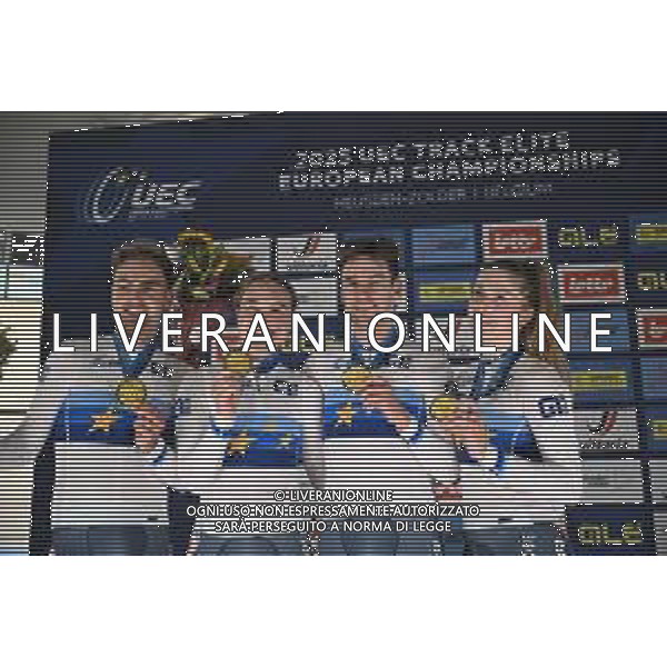 16-02-2025 European Championships Elite Track; Giornata 05; 2025, Olanda; Dorenbos, Yanne; Hoppezak, Vincent; Van Belle, Lisa; Van Der Duin, Maike; Zolder Velodromo; ©SIROTTI - AGENZIA ALDO LIVERANI SAS