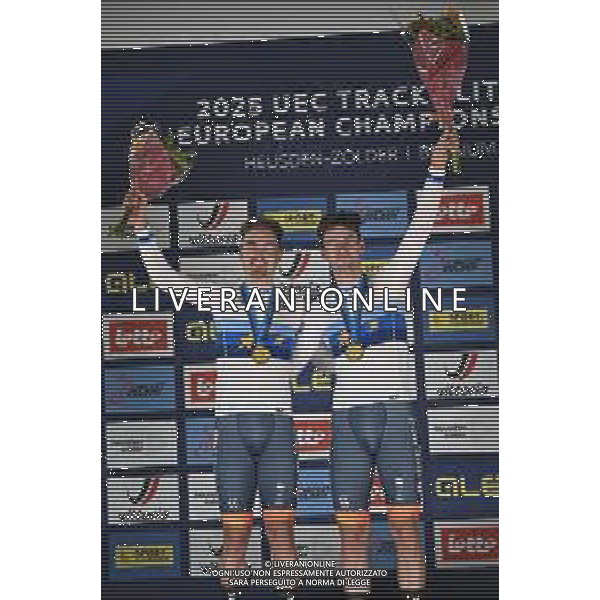 16-02-2025 European Championships Elite Track; Giornata 05; 2025, Olanda; Dorenbos, Yanne; Hoppezak, Vincent; Zolder Velodromo; ©SIROTTI - AGENZIA ALDO LIVERANI SAS
