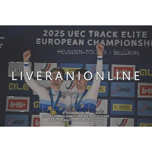 16-02-2025 European Championships Elite Track; Giornata 05; 2025, Olanda; Dorenbos, Yanne; Hoppezak, Vincent; Zolder Velodromo; ©SIROTTI - AGENZIA ALDO LIVERANI SAS
