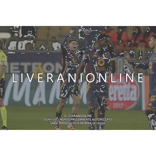 Matías Soulé of AS Roma celebrates after scoring during Parma FC vs AS Roma, 25° Serie A Enilive 2024-25 game at Ennio Tardini stadium in Parma (PR), Italy, on February 16, 2025. (Photo by Davide Casentini) AG ALDO LIVERANI SAS