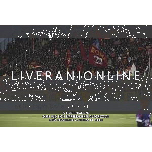 Roma fans show a banner against Uefa during Parma FC vs AS Roma, 25° Serie A Enilive 2024-25 game at Ennio Tardini stadium in Parma (PR), Italy, on February 16, 2025. (Photo by Davide Casentini) AG ALDO LIVERANI SAS