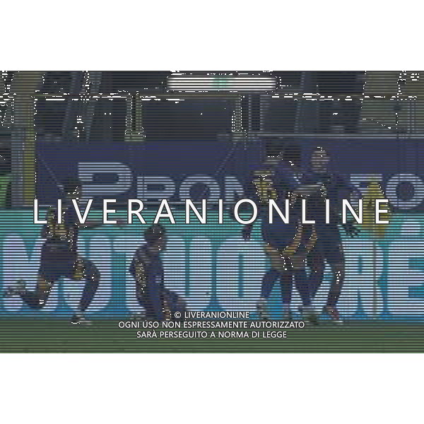 Matías Soulé of AS Roma celebrates after scoring during Parma FC vs AS Roma, 25° Serie A Enilive 2024-25 game at Ennio Tardini stadium in Parma (PR), Italy, on February 16, 2025. (Photo by Davide Casentini) AG ALDO LIVERANI SAS