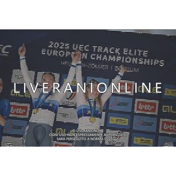 16-02-2025 European Championships Elite Women Track; Giornata 05; 2025, Olanda; Van Belle, Lisa; Van Der Duin, Maike; Zolder Velodromo; ©SIROTTI - AGENZIA ALDO LIVERANI SAS