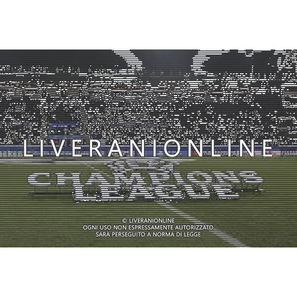 Logo - The Champions League logo during Atalanta BC vs Club Brugge, Knockout phase play-offs of Chanpions League 2024-25 2°leg, game at Gewiss stadium in Bergamo (BG), Italy, on February 18, 2025. (Photo by Davide Casentini)- AGENZIA ALDO LIVERANI SAS