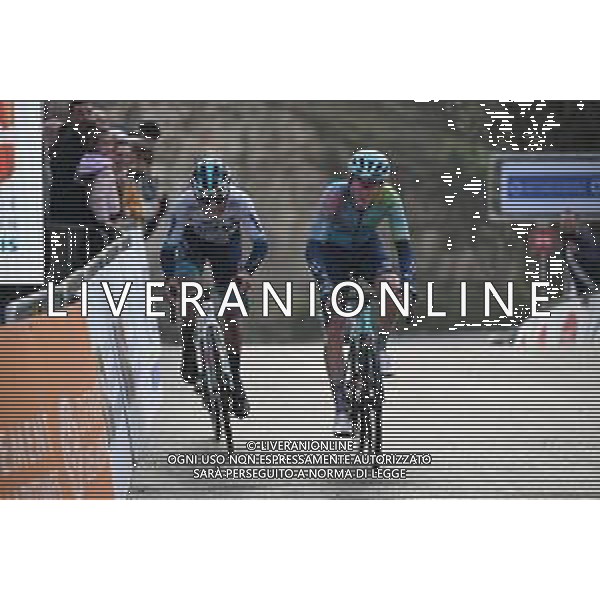 22-02-2025 Tour Des Alpes Maritimes; Tappa 01 Contes - Gourdon; 2025, Xds - Astana; 2025, Bahrain - Victorious; Scaroni, Christian; Buitrago Sanchez, Santiago; Gourdon; foto stefano sirotti-ag aldo liverani sas