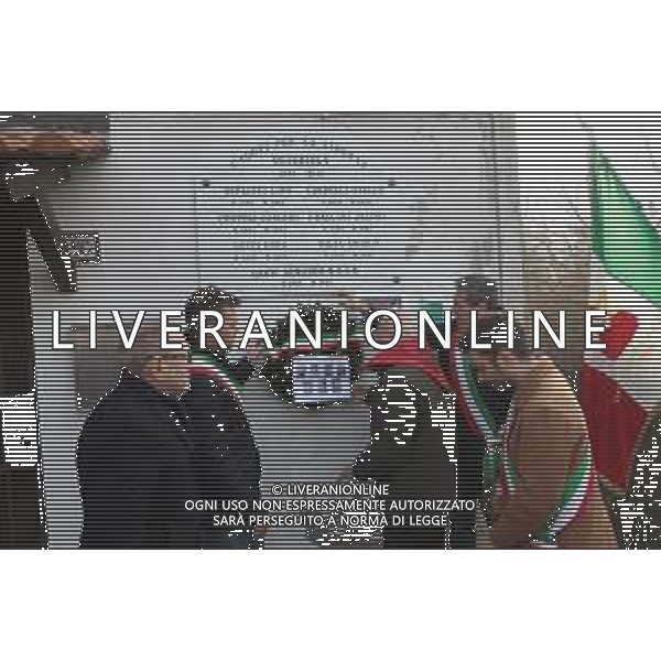 IMOLA FRAZIONE OSTERIOLA 23 02 2025 ANPI 80∞ANNIVERSARIO DELLA LIBERAZIONE "INCONTRO A RICORDO DEGLI ANTIFASCISTI E DEI PARTIGIANI DI OSTERIOLA NELLA FOTO DA SINISTRA CONSIGLIERE REGIONALE FABRIZIO CASTELLARI,SINDACO DI IMOLA MARCO PANIERI,PARTIGIANO VITTORIO GARDI,SINDACO DI MASSA LOMBARDA STEFANO SANGIORGI E SINDACO DI CONSELIVE ANDREA SANGIORGI ©SANNA - AGENZIA ALDO LIVERANI SAS