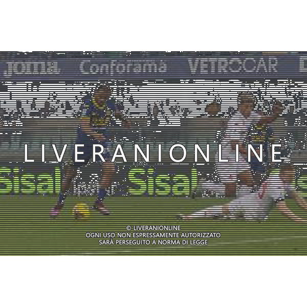 Antoine Bernede of Hellas Verona FC scores a goal during Hellas Verona FC vs ACF Fiorentina, 26° Serie A Enilive 2024-25 game at Marcantonio Bentegodi stadium in Verona (VR), Italy, on February 23, 2025. (Photo by Davide Casentini)- AGENZIA ALDO LIVERANI SAS