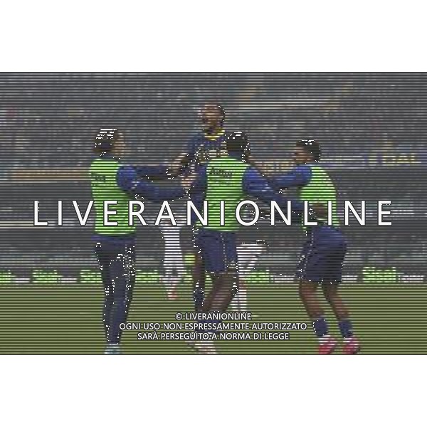 Antoine Bernede of Hellas Verona FC celebrates after scoring during Hellas Verona FC vs ACF Fiorentina, 26° Serie A Enilive 2024-25 game at Marcantonio Bentegodi stadium in Verona (VR), Italy, on February 23, 2025. (Photo by Davide Casentini)- AGENZIA ALDO LIVERANI SAS