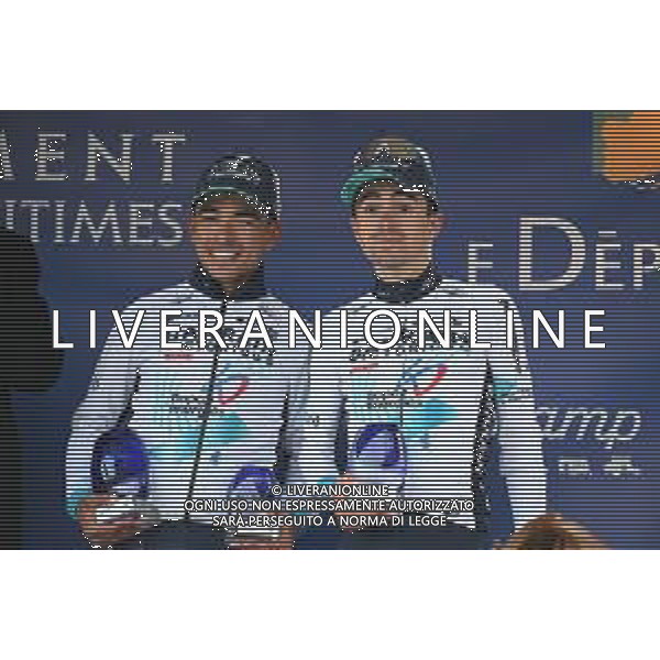 23-02-2025 Tour Des Alpes Maritimes; Tappa 02 Villefranche Sur Mer - Vence; 2025, Bahrain - Victorious; Buitrago Sanchez, Santiago; Martinez, Lenny; Vence; ©SIROTTI - AGENZIA ALDO LIVERANI SAS
