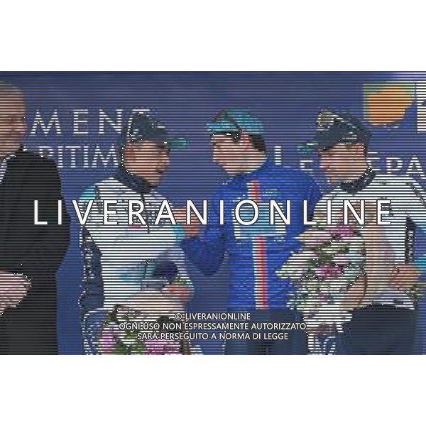 23-02-2025 Tour Des Alpes Maritimes; Tappa 02 Villefranche Sur Mer - Vence; 2025, Xds - Astana; 2025, Bahrain - Victorious; Scaroni, Christian; Buitrago Sanchez, Santiago; Martinez, Lenny; Vence; ©SIROTTI - AGENZIA ALDO LIVERANI SAS