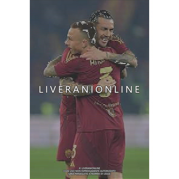 Roma vs Monza Campionato Serie A Enilive - 26 Giornata Stadio Olimpico - Roma 24-02-2025 nella foto Esultanza Paredes e Angelino ©Federico Gaetano - AGENZIA ALDO LIVERANI SAS