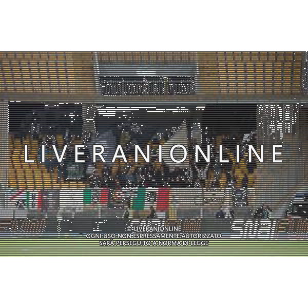 TVEM February 21, 2025 Lecce, Italy - US Lecce vs Udinese Calcio - Italian soccer serie A 2024/25 - Via Del Mare Stadium. In the pic: Supporters of Udinese Calcio foto emmanuele mastrodonato-ag aldo liverani sas