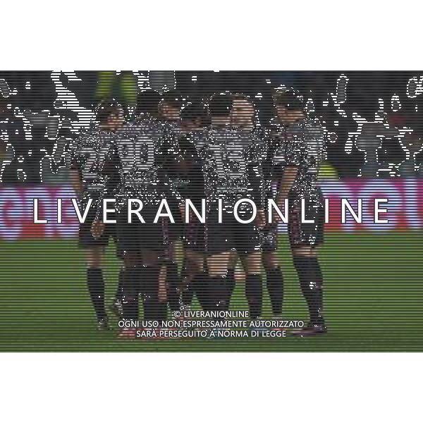 TVMV-Torino 26.02.2025 Allianz Stadium ©Manuela Viganti/Agenzia Aldo Liverani Juventus vs Empoli Quarti di Finale Coppa Italia Frecciarossa 2024/2025 Nella foto: esultanza empoli dopo il gol di youssef maleh ©Viganti - AGENZIA ALDO LIVERANI SAS