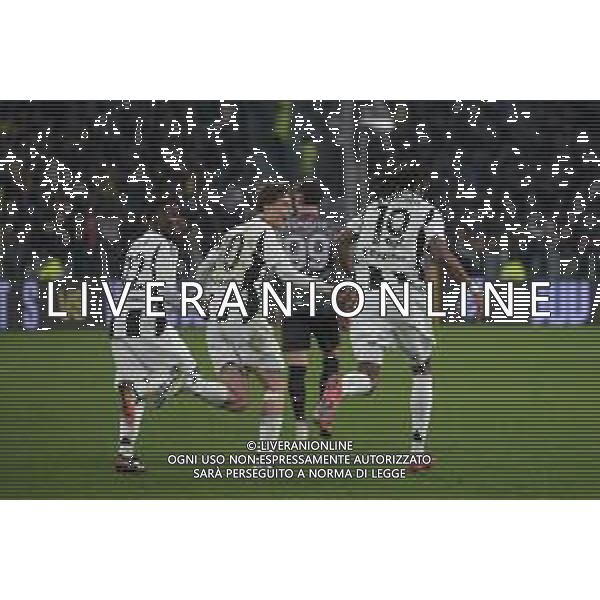 TVMV-Torino 26.02.2025 Allianz Stadium ©Manuela Viganti/Agenzia Aldo Liverani Juventus vs Empoli Quarti di Finale Coppa Italia Frecciarossa 2024/2025 Nella foto: esultanza juventus dopo il gol di khephren thuram ©Viganti - AGENZIA ALDO LIVERANI SAS