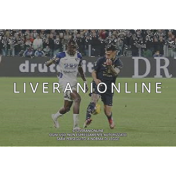 Cheikh Niasse of Hellas Verona FC competes for the ball with Nicolas Gonzalez of Juventus FC during Juventus FC vs Hellas Verona FC, 27° Serie A Enilive 2024-25 game at Allianz Stadium in Torino (TO), Italy, on March 03, 2025. (Photo by Davide Casentini) - AG ALDO LIVERANI SAS