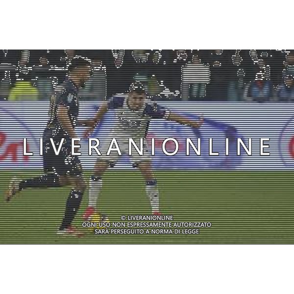 Davide Marco Faraoni of Hellas Verona competes for the ball with Nicolas Gonzalez of Juventus FC during Juventus FC vs Hellas Verona FC, 27° Serie A Enilive 2024-25 game at Allianz Stadium in Torino (TO), Italy, on March 03, 2025. (Photo by Davide Casentini)- AG ALDO LIVERANI SAS