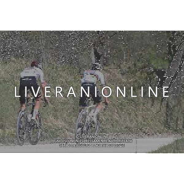 06-03-2025 Allenamento Strade Bianche 2025; 2025, Uae Team Emirates - Xrg; Pogacar, Tadej; Novak, Domen; Le Tolfe; ©SIROTTI - AGENZIA ALDO LIVERANI SAS