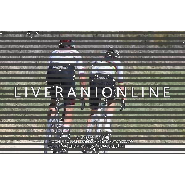06-03-2025 Allenamento Strade Bianche 2025; 2025, Uae Team Emirates - Xrg; Pogacar, Tadej; Novak, Domen; Le Tolfe; ©SIROTTI - AGENZIA ALDO LIVERANI SAS