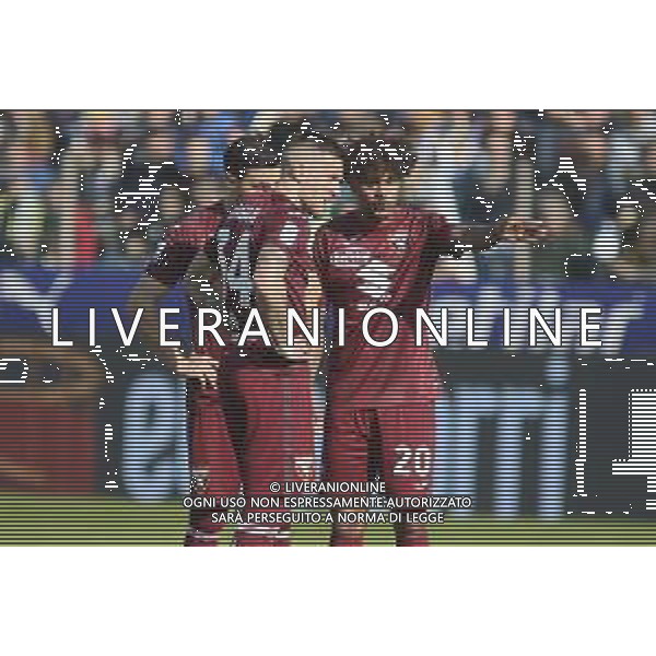 Valentino Lazaro of Torino FC speaks to Cristiano Biraghi of Torino FC and Eljif Elmas of Torino FC during Parma Calcio vs Torino FC, 28° Serie A Enilive 2024-25 game at Ennio Tardini stadium in Parma (PR), Italy, on March 08, 2025. (Photo by Davide Casentini) AG ALDO LIVERANI SAS