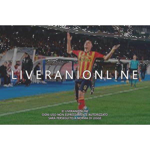 TVEM March 8, 2025 Lecce, Italy - US Lecce vs AC Milan - Italian soccer serie A 2024/25 - Via Del Mare Stadium. In the pic: Nikola Krstovic of US Lecce celebrates after scoring a goal ©Emmanuele Mastrodonato - AGENZIA ALDO LIVERANI SAS