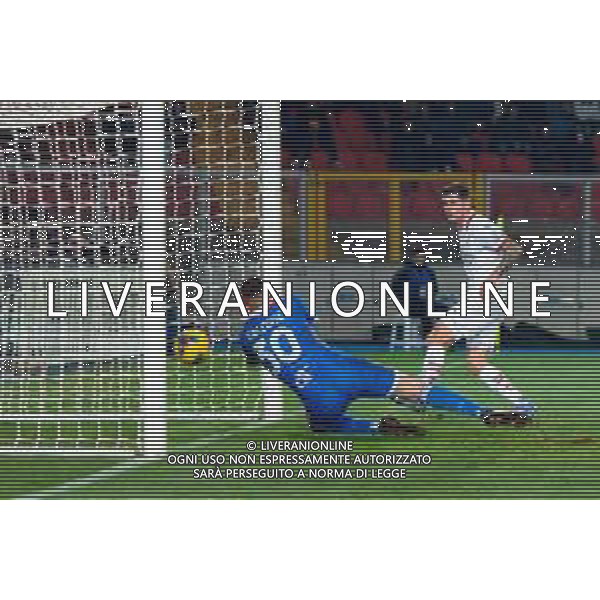 TVEM March 8, 2025 Lecce, Italy - US Lecce vs AC Milan - Italian soccer serie A 2024/25 - Via Del Mare Stadium. In the pic: Christian Pulisic of AC Milan scores a goal of 2-3 ©Emmanuele Mastrodonato - AGENZIA ALDO LIVERANI SAS