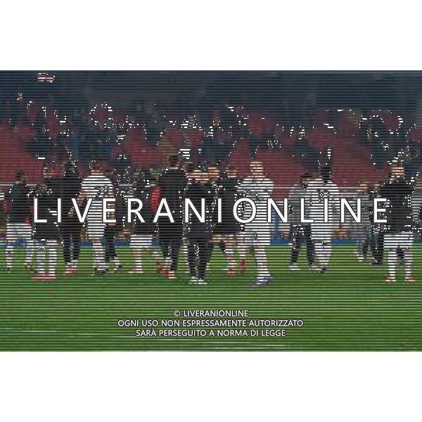 TVEM March 8, 2025 Lecce, Italy - US Lecce vs AC Milan - Italian soccer serie A 2024/25 - Via Del Mare Stadium. In the pic: the AC Milan players applauds fans ©Emmanuele Mastrodonato - AGENZIA ALDO LIVERANI SAS