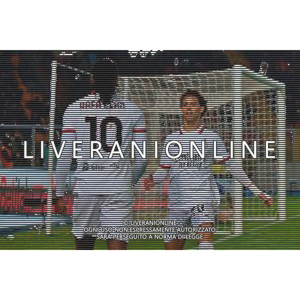 TVEM March 8, 2025 Lecce, Italy - US Lecce vs AC Milan - Italian soccer serie A 2024/25 - Via Del Mare Stadium. In the pic: Joao Felix of AC Milan celebrates with Rafael Leao of AC Milan ©Emmanuele Mastrodonato - AGENZIA ALDO LIVERANI SAS