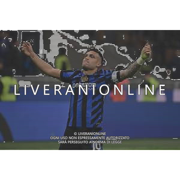 Inter vs Monza nella foto Lautaro Martinez (Inter) esultanza dopo il gol del 3 a 2 Milano 08-03-2025 Stadio Giuseppe Meazza - San Siro Campionato Serie A Enilive - 28a giornata foto Roberto Garavaglia/Agenzia Aldo Liverani sas