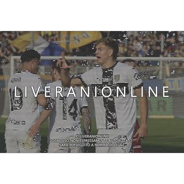 Mateo Pellegrino of Parma AC celebrates after scoring first goal during Parma Calcio vs Torino FC, 28° Serie A Enilive 2024-25 game at Ennio Tardini stadium in Parma (PR), Italy, on March 08, 2025. (Photo by Davide Casentini) AG ALDO LIVERANI SAS