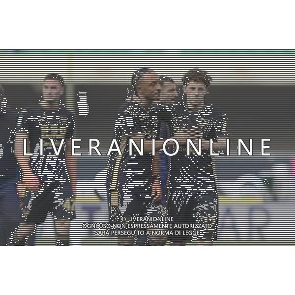 Dailon Rocha Livramento of Hellas Verona FC FC and Domagoj Bradaric of Hellas Verona FC expresses disappointment at the end of Hellas Verona FC vs Bologna BFC, 28° Serie A Enilive 2024-25 game at Marcantonio Bentegodi stadium in Verona (VR), Italy, on March 09, 2025. (Photo by Davide Casentini) AG ALDO LIVERANI SAS
