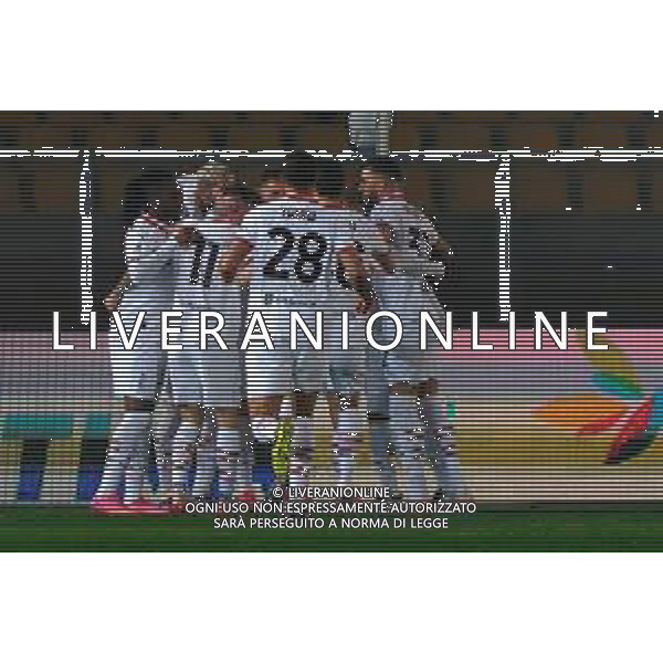 TVEM March 8, 2025 Lecce, Italy - US Lecce vs AC Milan - Italian soccer serie A 2024/25 - Via Del Mare Stadium. In the pic: Christian Pulisic of AC Milan celebrates with teammates foto emmanuele mastodonato-ag aldo liverani sas