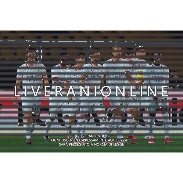 TVEM March 8, 2025 Lecce, Italy - US Lecce vs AC Milan - Italian soccer serie A 2024/25 - Via Del Mare Stadium. In the pic: Players of AC Milan celebrates foto emmanuele mastodonato-ag aldo liverani sas