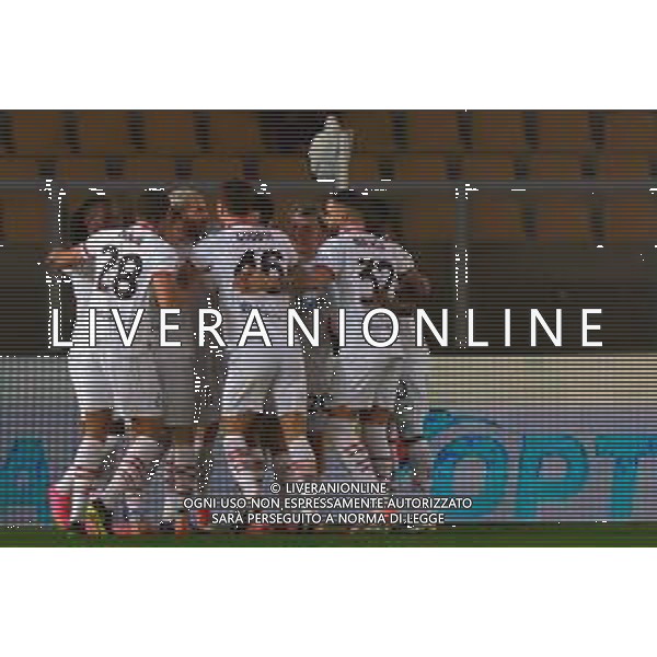 TVEM March 8, 2025 Lecce, Italy - US Lecce vs AC Milan - Italian soccer serie A 2024/25 - Via Del Mare Stadium. In the pic: CMatteo Gabbia of AC Milan celebrates with teammates foto emmanuele mastodonato-ag aldo liverani sas
