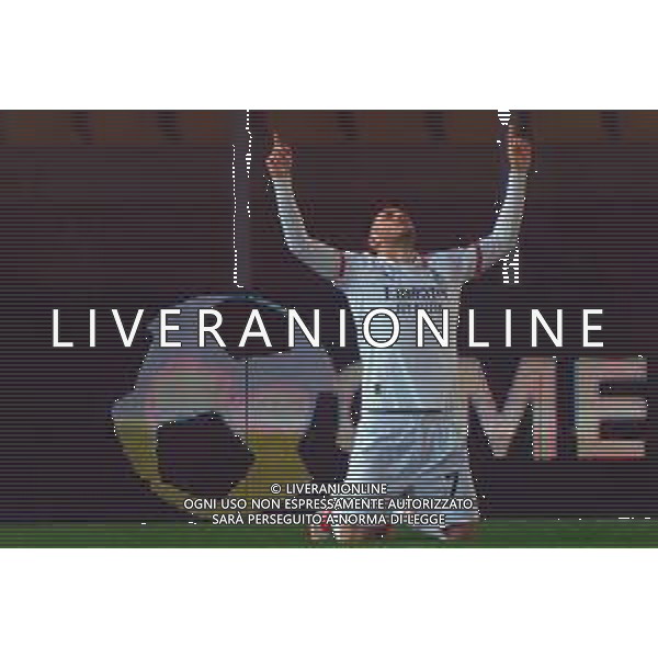 TVEM March 8, 2025 Lecce, Italy - US Lecce vs AC Milan - Italian soccer serie A 2024/25 - Via Del Mare Stadium. In the pic: Santiago Gimenez of AC Milan celebrates after scoring a goal that was after disallowed foto emmanuele mastodonato-ag aldo liverani sas